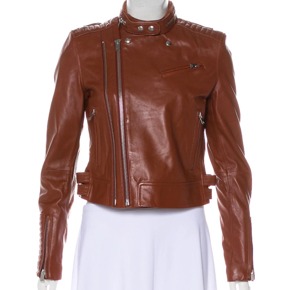 IRO Asheville Leather Jacket Cognac Chocolate Brown Tan